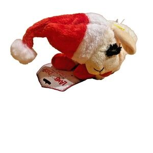 Multipet Holiday Lambchop 10 Inch Plush Lamb Chop Dog Toy Christmas Santa Hat